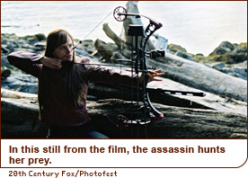 In this still from the film, the assassin hunts her prey.