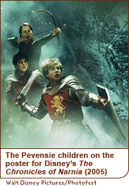 The Pevensie children on the poster for Disney’s The Chronicles of Narnia (2005)