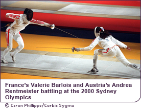 France#146;s Valerie Barlois and Austria’s Andrea Rentmeister battling at the 2000 Sydney Olympics