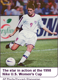 The star in action at the 1998 Nike U.S. Women’s Cup