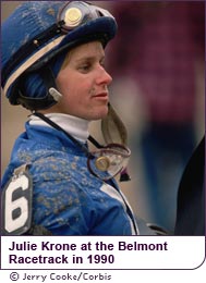 Julie Krone at the Belmont Racetrack in 1990