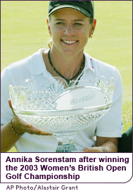 Annika Sorenstam after winning the 2003 Women’s British Open Golf Championship