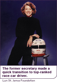 The former secretary made a quick transition to top-ranked race-car driver.