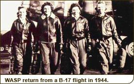 WASP return from a B-17 flight in 1944.